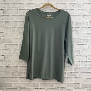 Lands' End Cotton Tunic Scoop Neck 3/4 Sleeve Tunic Tee Large(14-16) #N129